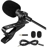 Rovtop Professional Lavalier Lapel Microphone - Omnidirectional Condenser Microphone for iPhone, Android phone, DSLR Camera and Computer, Lapel Mic for Youtubers, Live Streaming, Video Recording