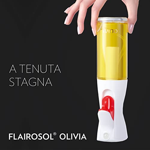 FLAIROSOL OLIVIA 130 ml Glass Oil Sprayer - Continuous Spray Technology with Portion Control - Versatile for Cooking, Salads, Barbecues, Baking, etc. (Golden Logo)