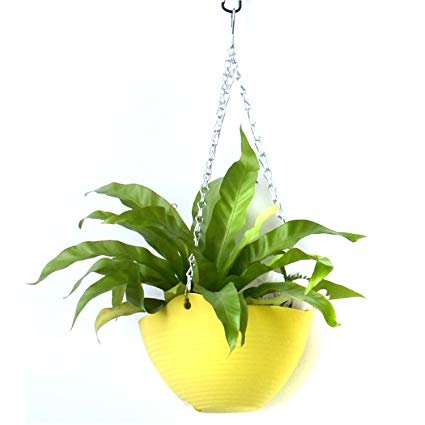 Antier Plastic Flower Plant Hanging Pot Chain Basket Balcony Indoor/Outdoor Decoration (Multicolor)