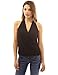 PattyBoutik Women Drape Wrap Elastic Hem Tank Top (Black Small)
