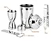 Chef's Star 6 Piece Stainless Steel Compact Bar Set - Includes - Ice Bucket Cocktail Shaker Set - Martini Shaker Set Bar Tool Stand Bottle Opener Double Jigger Ice Tong