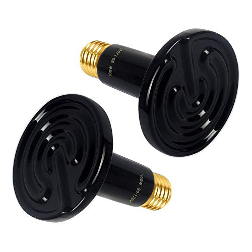 OMAYKEY 100W 2Pack Ceramic Heat Lamp Bulb Infrared Reptile Heat