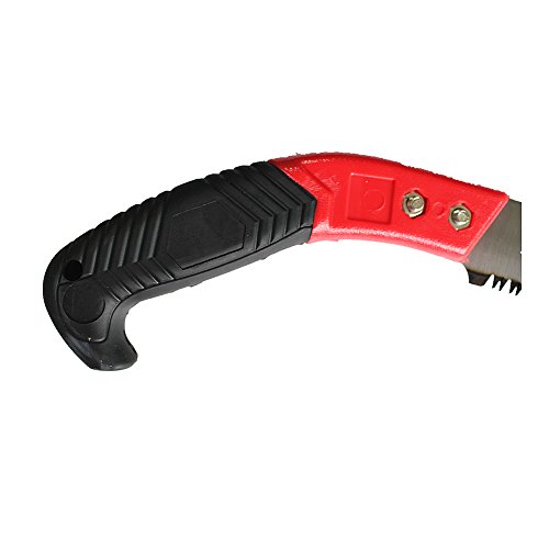 Pruning Saw with Sheath,VECOO Heavy Duty Gardening Saw 18.1 Inch Curved Blade Hand Saw Comfort Handle with Saw Blade Enclosure - Perfect for Trimming Trees, Plants, Shrubs, Wood, and More - Red Handle