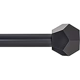 Ivilon Drapery Treatment Window Curtain Rod - Faceted Hexagonal 1 inch Pole. 16 to 28 Inch (Side Curtain Rod) Black