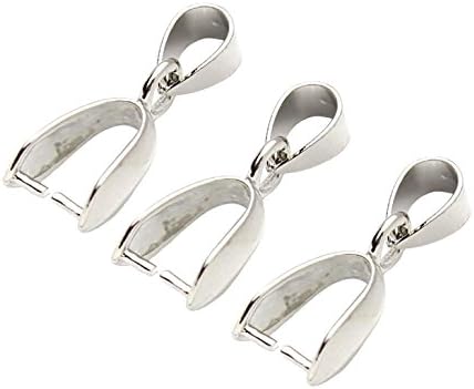 Nicedmm 50 Pcs Metal Pinch Clip Charm Pendant Connector - Rhodium Plated - Bail Bead DIY Jewelry Findings Making (Silver, 7 x 20mm)