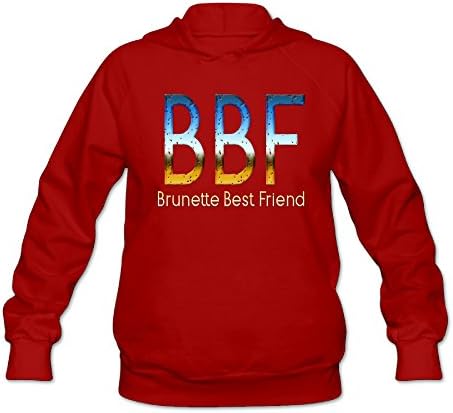 Women's Long Sleeve Cotton Hoodie BBF Brunette Best Friend.png SweatshirtRed
