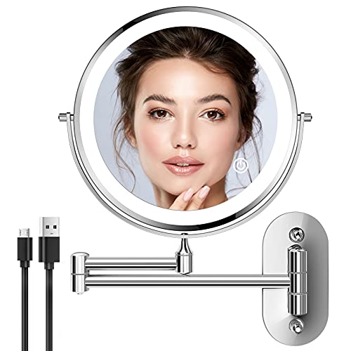 Tovendor Wall Mounted Makeup Mirror with Lights and Magnification, 8