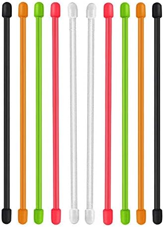 YIDAINLINE 10Pcs Twist Ties, 6" silicone Cable Ties Reusable Rubber Straps Holder for Cord Management Cording Hanging - Black, Green, Orange, Red, White