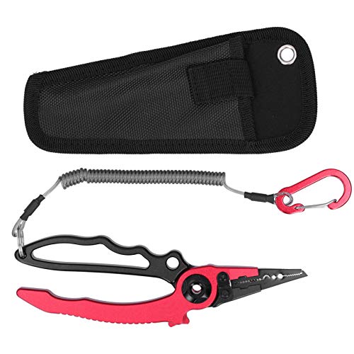 Angelzange Angelköder Zange Selbstsichernde Angelzange Hakenentferner Braid Line Cutting und Split Rings Tool(rot)