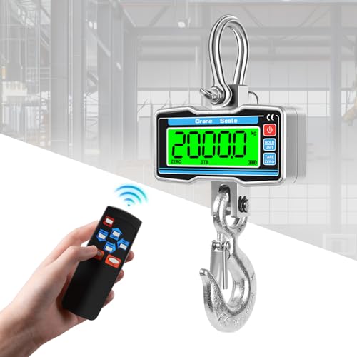 2000kg 4400lbs Hanging Scale with Remote Control,Digital Crane Scale with Precise Sensor and LCD Display,2T Industrial Hook Scale Electronic Scale for Agricultural Markets(SL)