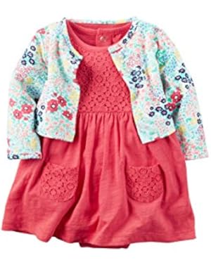 Baby Girls' 2 Piece Cardigan Print Dress Set