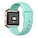 UMTELE Soft Silicone Replacement Strap with Rose Gold Frame for Fitbit Blaze Smart Fitness Watch, Small, Teal