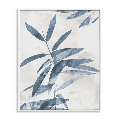 Stupell Industries Blue Twilight Palm Leaves White Framed Giclee Art design by…