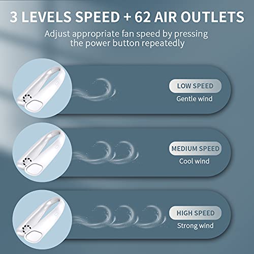 VOLADOR Portable Neck Fan, Hands Free Bladeless Hanging Sport Fan, 9600mAh USB Rechargeable Battery Wearable Personal Fan, 3-Speed Portable Quiet Neck Fan for Sports, Office and Outdoor