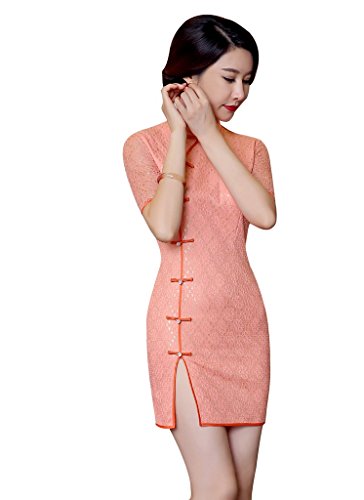 ACVIP Women Lace Chinese Dress Mini Party Cheongsam Qipao