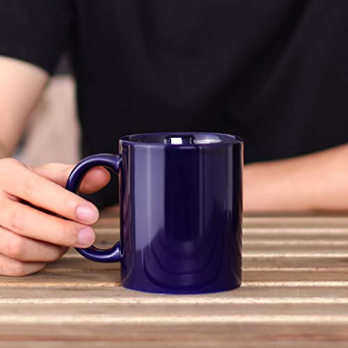 Y YHY Porcelain Coffee Mugs, 12 Ounces Mug Set for Coffee, Tea, Cocoa or DIY, Set of 6, Navy Blue