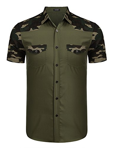 Coofandy mens summer camouflage short sleeve casual shi…