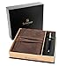 Scriveiner Premium Leather Journal Gift Set – Black Lacquer & 24K Gold Luxury Ballpoint Pen, 7x5 Inch Handmade Genuine Leather Journal, Cotton Paper, Christmas Gifts