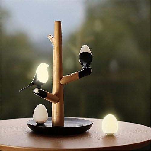 Magnetic LED Light Wooden Magpie Table Decorative Lamps USB Rechargeable Human Smart Sensor Optically Controlled Wall Night Lights Perfect Gift for Dinning/Bed Room Balcony Corridor Home Decoration