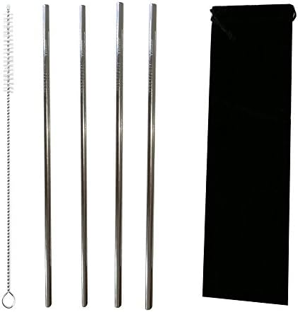Yemate Stainless Steel Straw 4 set of 9.5 Inch Long Stainless Steel Drinking Straws for RTIC Yeti Ozark Tumbler Cold Beverages