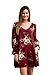 Women's Boho Floral Print Chiffon Cocktail Dress Long Sleeve V-neck Casual Loose Fit