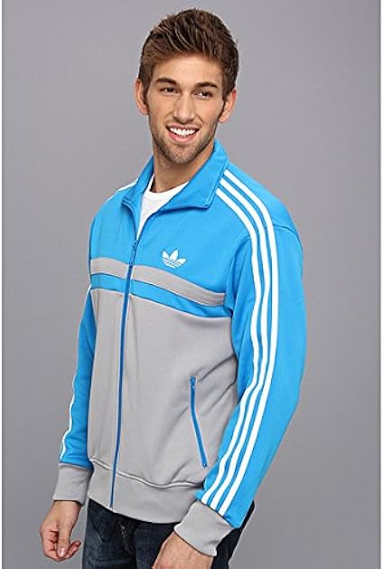 Amazon Adidas Originals アディダスオリジナルス ジャージ Adi Icon Tt ジップアップ トラックジャケット トラックトップ トラックジャージ バイカラー トレフォイル 三つ葉 刺繍 メンズ 並行輸入品 L 3 Blue Grey コート ジャケット 通販