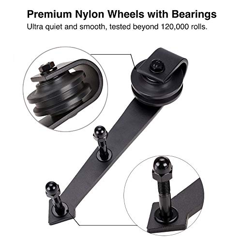 FaithLand 12FT Double Sliding Barn Door Hardware Track Kit for Wood