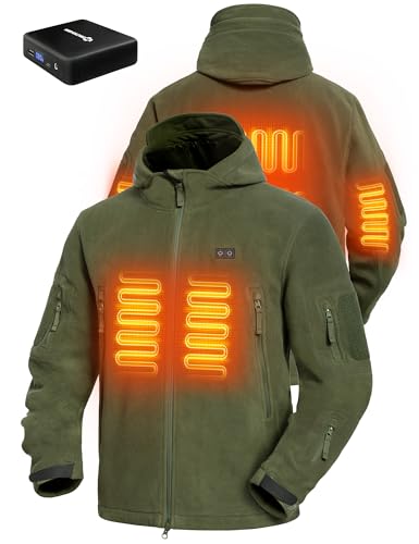 ANTARCTICA GEAR Heated Jacket with 12V 16000mAh Battery Pack, Polar Fleece Coat for Men Women, Fit Zip Hood Winter Jacket at Amazon