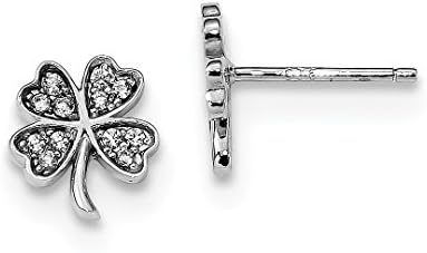 925 Sterling Silver Cubic Zirconia Cz 4 Leaf Clover Post Stud Earrings Ball Button Flower Gardening Outdoor Nature Good Luck Fine Jewelry For Women Gifts For Her