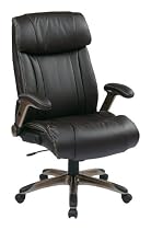 Office Star Executive Eco Leather Chair with Adjustable Padded Flip Arms and Coated Base, Espresso