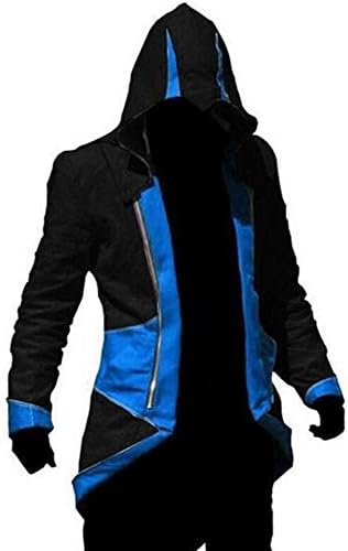 C2MOON Assassin's Creed 3 Connor Kenway Hoodie Jacket Costume /Cosplay(Male-2XLarge, Black/Blue)