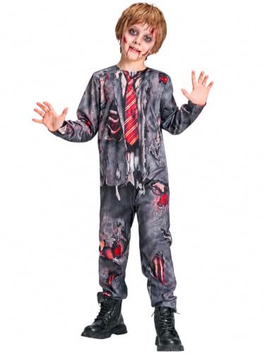 IKALI Boys Zombie Costume, Kids Undead Jumpsuit for Halloween Dress Up at Amazon
