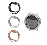 TenCloud for Garmin vivoactive 3 Watch Replacement TPU Protective Cases Armor Rugged Cover Sleeves Shock-Proof/Scratch-Resistant (NOT Fit vivoactive 3 Music Version) (Black&Silver&Sakura)