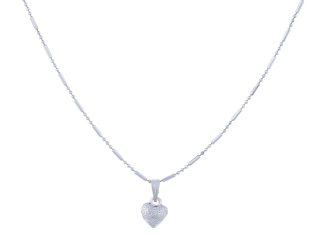 tazs stunning stylish alloy antique heart pendent with chain for girls (silver)
