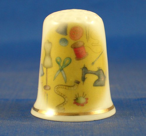 Porcelain China Thimble -- Sewing Bee