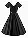 iLover Women 1950s V-Neck Vintage Rockabilly Swing Evening Party Dress,Black,Medium
