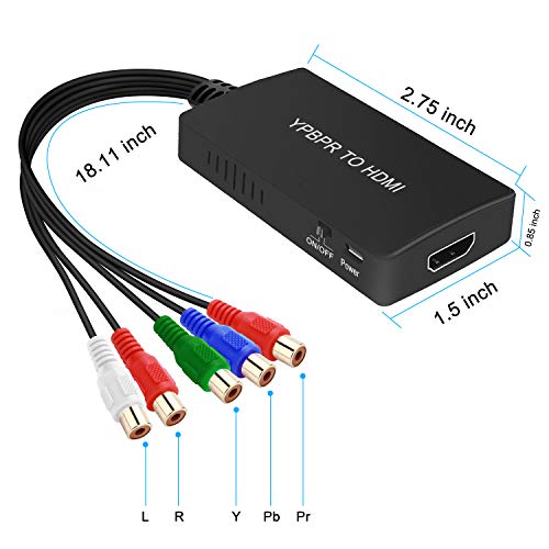 Component to HDMI Converter,YPbPr to HDMI Adapter, Supports 1080P Video