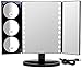 MIRRORVANA® X-Large 3 Way Lighted Makeup Desk Mirror with 10X/5X/3X Close Up Magnifying Trifold Panel View - LED Lit with Battery or USB Cable - Gift for Women, Teens and Girls