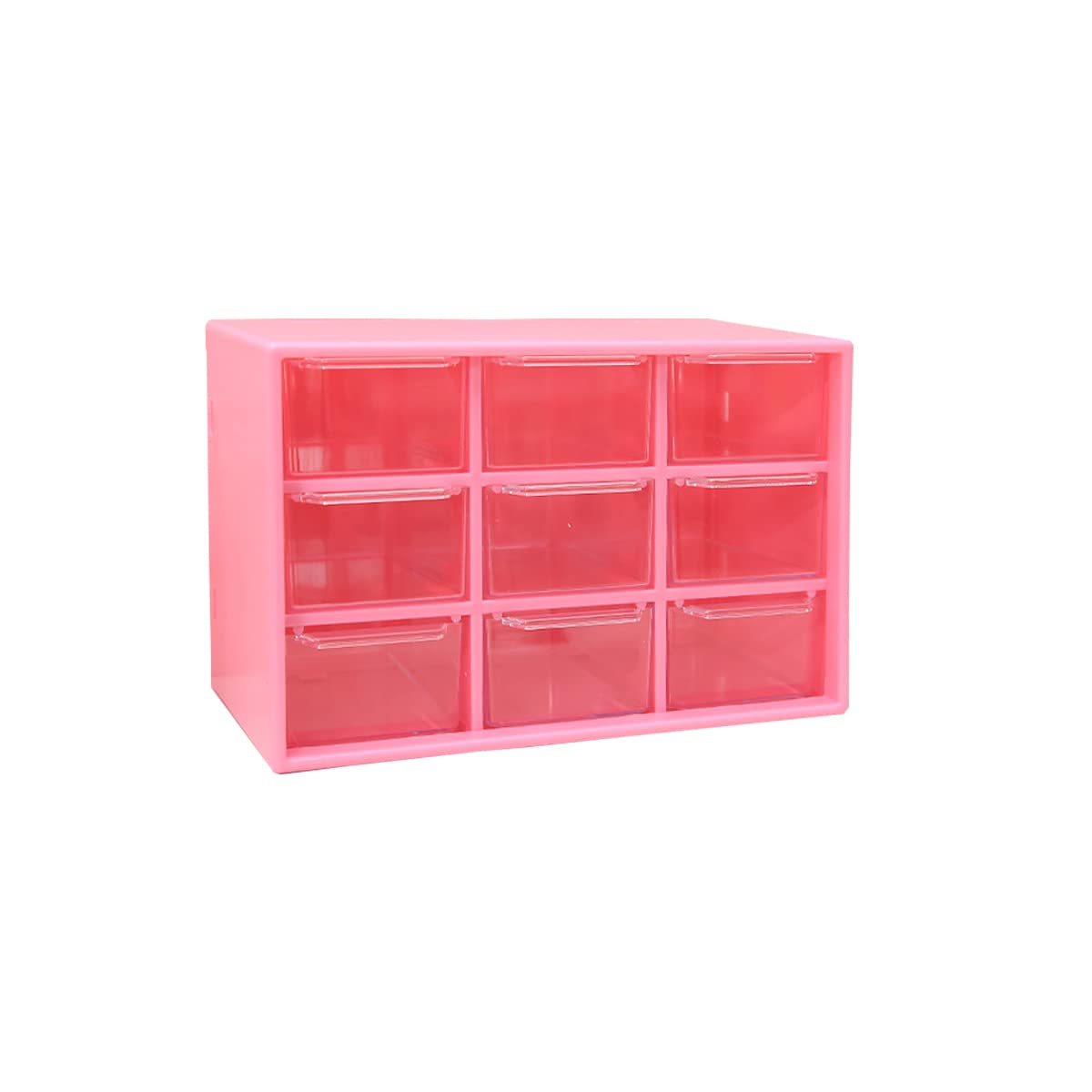 Verve Jelly 9 Drawer Desktop Storage Box, Portable 9 Drawers Organizer Mini Plastic Cabinets Drawer Jewelry Cosmetic Storage Box For Home Office, Rose Red, 4.1 * 7.1 * 3.9 in