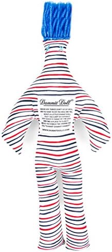 Dammit Doll - Classic Dammit Doll - Zèbre Endormi - Red, &amp; Blue Thin Wavy, Blue Hair - Stress Relief, Gag Gift