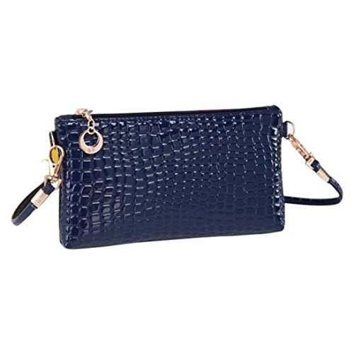 Bolayu Sexy Women Crocodile PU Leather Messenger Crossbody Clutch Shoulder Handbag Wallet (B)