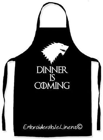 Dinner Is Coming Embroidered Apron By EmbroiderableLinens©