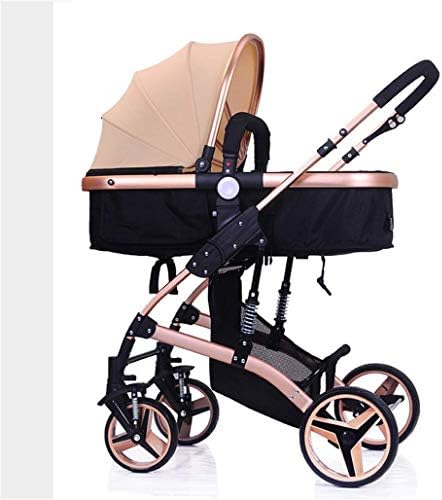 High Landscape Stroller, Sleeping Basket Angle Adjustable Baby Carriage Two-Way Shock Absorber Four Seasons Available Folding Cart With Gift