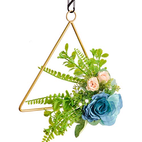 image for Pauwer Floral Hoop Wreath Set of 3 Artificial Rose Flower with Fern Gr