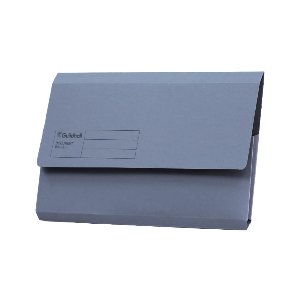 Exacompta Guildhall Document Wallets, 285gsm, Foolscap - Blue, Pack of 50