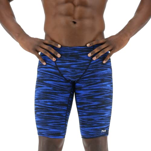 TYR Men's Standard Durafast Elite Athletic Jammer Swimsuit, Blue Fizzy, 38
