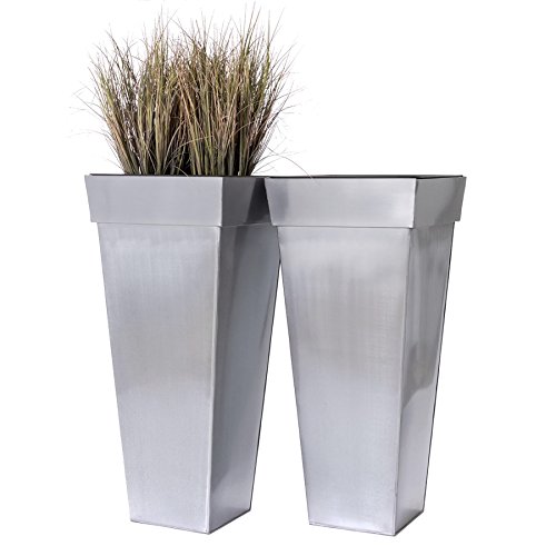 Casa Mina Zink Blumenkübel Übertöpfe Pflanzkübel Blumentopf Shanghai 2er Set Titan 90cm – Bild 4