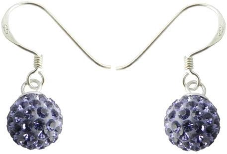 925 14MM Silver Tanzanite Crystal Hook Earring Jewelry