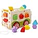 Lewo Large Wooden Shape Sorter Bus Classic Push Pull Truck Toy for Toddlers Baby Color Recognition Geometry Learning Toys