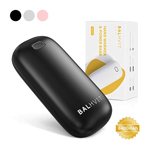 Balhvit Rechargeable Hand Warmer, 6400mAh Electric Hand Warmers Pocket Power Bank, Heat Therapy Hand Heater Charger, Reusable Handwarmers for Outdoor Sports, Winter Gifts for Women & Men (Black)